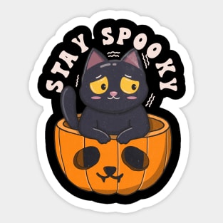 Cute Black Cat Stay Spooky Sticker